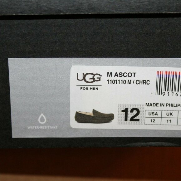 NIB UGG MEN'S ASCOT SUEDE SHEARLING SLIP ON SLIPPERS GRAY - Picture 3 of 8